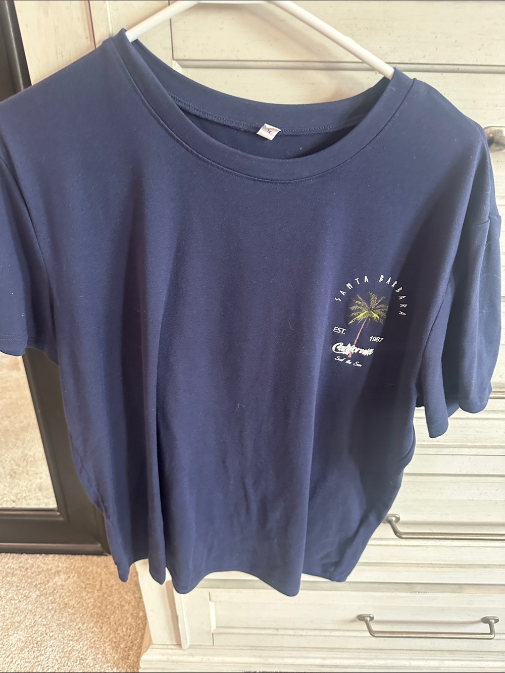 Santa Barbara Palm Graphic womens  Navy T-Shirt